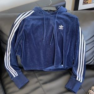 Navy blue velvet Adidas pullover